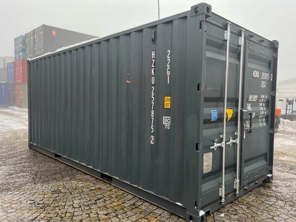 Contenedor 20 ft Gris Antracita con Persiana y Puerta Peatonal – Almacén Robusto de Acero CORTEN - Imagen 2