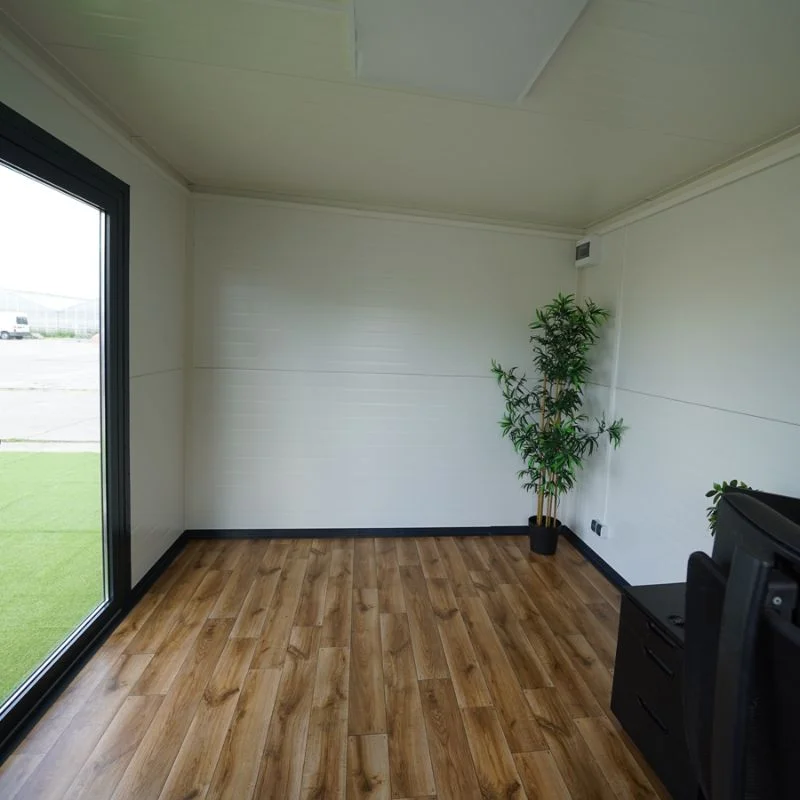 Contenedor Helsinki de 4,80 x 3,50 metros. Ideal como bungalow deportivo, taller, oficina de producción, oficina adicional, oficina de ventas o sala de reuniones. - Imagen 2